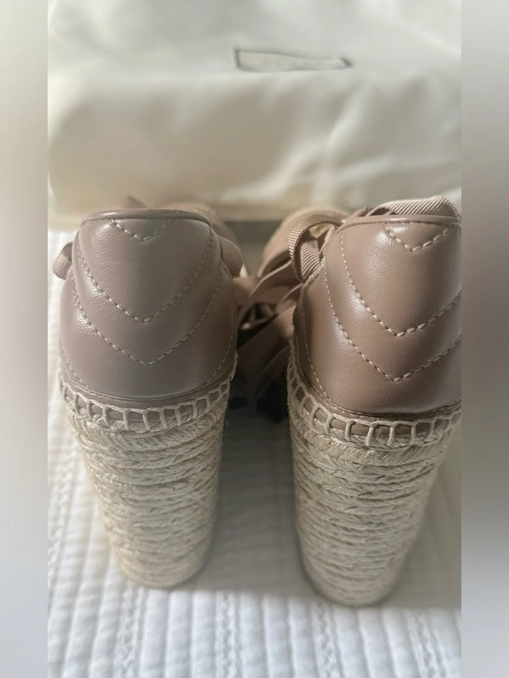 Gucci GG Marmont Espadrille Wedge Sandals 38 Pink Leather. AUTHENTIC!